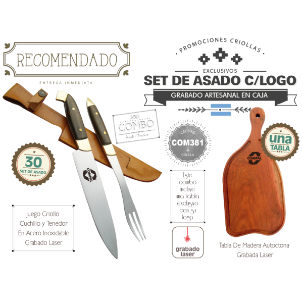 Combo 30 Set De Asado Grabados  Una Tabla Grab De Regalo