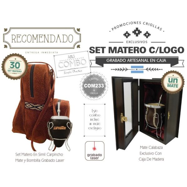 Combo 30 Set Materos Grabados  Un Mate Criollo Grabado De Regalo