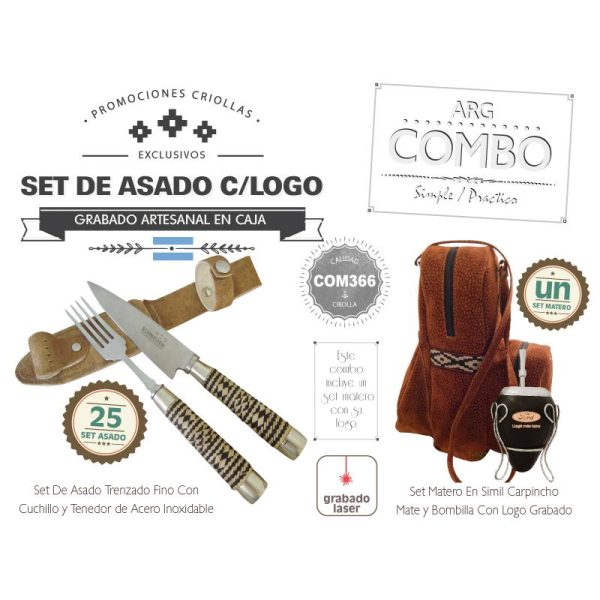 Combo 25 Set de Asado Grabados  Un Set Matero De Regalo