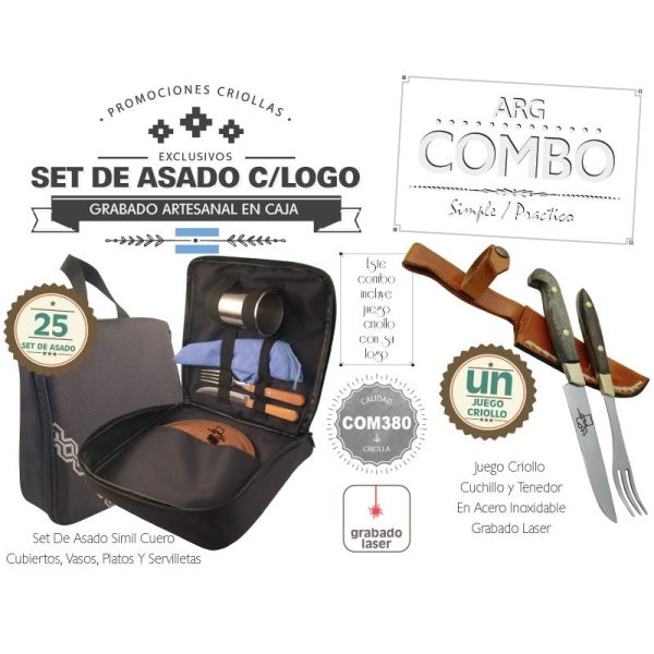 Combo 25 Set De Asado Grabado  Un Juego Criollo Grabado De Regalo