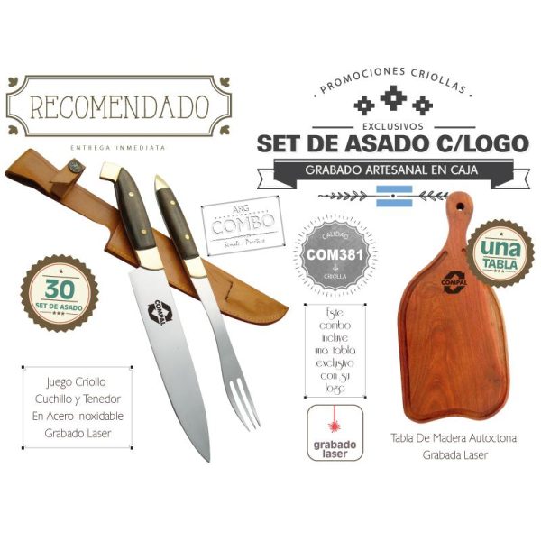 Combo 30 Set De Asado Grabados  Una Tabla Grab De Regalo - Imagen 2