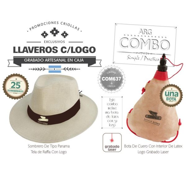 Combo 25 Sombreros Grabados  Una Bota De Vino Grabada De Regalo