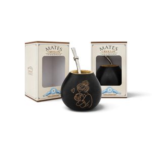 Mate Porito De Calabaza Con BomBilla Gradadon Con Caja