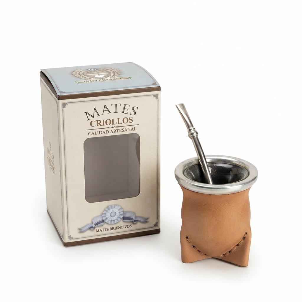 Mate De Vidrio Vaqueta Bombilla Niquela Grabado C/Caja - Imagen 3